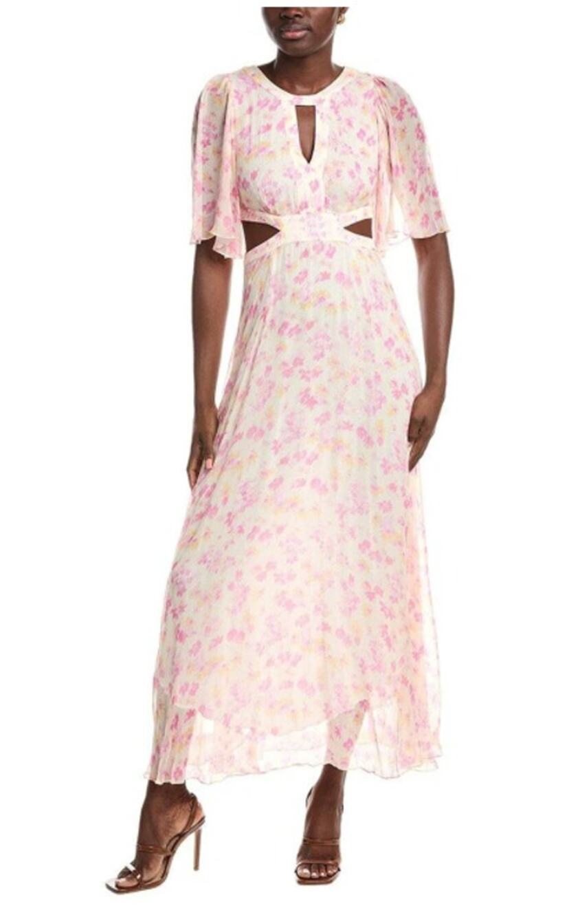NWT NEW Maje Chiffon Maxi Dress Sunny Rose Pink Cutouts MSRP $555 US 6